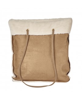 Large Faux Sheepskin Top Zip Tote Bag-PRICE DROP!!